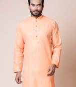 Nawaz kurta cotton peach line design full sleeve festive kurta for men