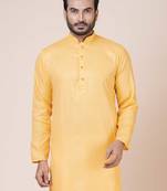 Nawaz kurta cotton orange abstract design full sleeve festive kurta for men