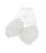 Akinoskids Newborn Infant Toddler Baby Girl Bowknot Flower Pearl Elastic Lace White Soft Head Band