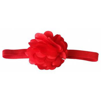 Akinoskids Red Print Infant Newborn Lace/Satin/Tulle Flower Puff Bows Girls Newborn Baby Soft Headband 2