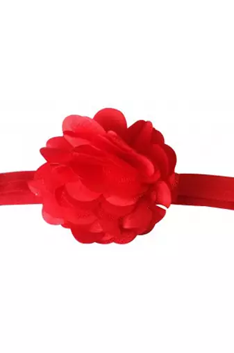 Akinoskids Red Print Infant Newborn Lace/Satin/Tulle Flower Puff Bows Girls Newborn Baby Soft Headband