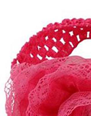 Akinoskids Infant Girls Flower Chiffon Lace Yard Knitting Hair Weave Crochet Baby Newborn Fuschia Pink Soft Headband 3