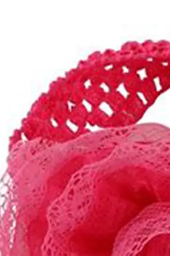 Akinoskids Infant Girls Flower Chiffon Lace Yard Knitting Hair Weave Crochet Baby Newborn Fuschia Pink Soft Headband