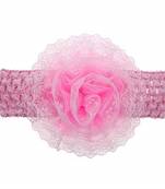 Akinoskids Infant Girls Flower Chiffon Lace Yard Knitting Hair Weave Crochet Baby Newborn Light Pink Soft Headband