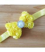 Akinoskids Mesh Yarn Yellow Baby Bow Flower Elastic Newborn Soft Headband