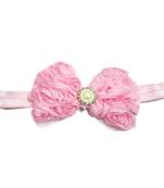Akinoskids Mesh Yarn Hot Pink Baby Bow Flower Elastic Newborn Soft Headband
