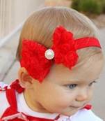 Akinoskids Mesh Yarn Red Baby Bow Flower Elastic Newborn Soft Headband