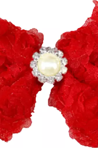 Akinoskids Mesh Yarn Red Baby Bow Flower Elastic Newborn Soft Headband
