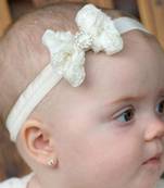 Akinoskids Mesh Yarn White Baby Bow Flower Elastic Newborn Soft Headband