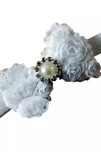 Akinoskids Mesh Yarn White Baby Bow Flower Elastic Newborn Soft Headband