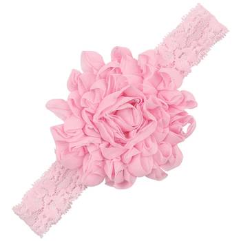 Akinoskids Shabby Flowers Rosset Pink Chiffon Babygirl Newborn  Soft Headband 1