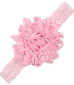 Akinoskids Shabby Flowers Rosset Pink Chiffon Babygirl Newborn  Soft Headband