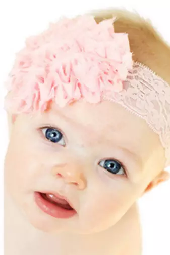 Akinoskids Shabby Flowers Rosset Pink Chiffon Babygirl Newborn  Soft Headband