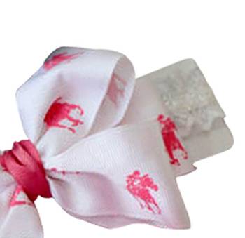 Akinoskids White Polohorse Printing Knight Layered Satin Bow Newborn Soft Headband 2
