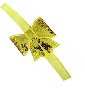 Akinoskids Yellow Sparkly/Glitter Sequin Bowknot Elastic Newborn Soft  Headband 2