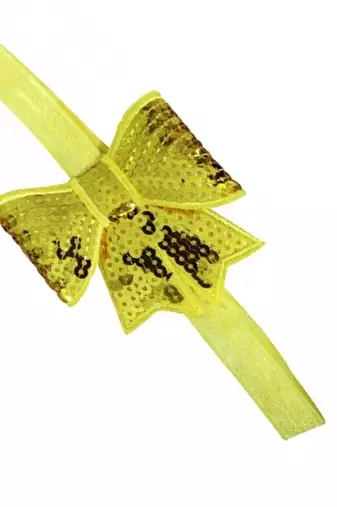Akinoskids Yellow Sparkly/Glitter Sequin Bowknot Elastic Newborn Soft  Headband