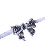 Akinoskids White Sparkly/Glitter Sequin Bowknot Elastic Newborn Soft Headband