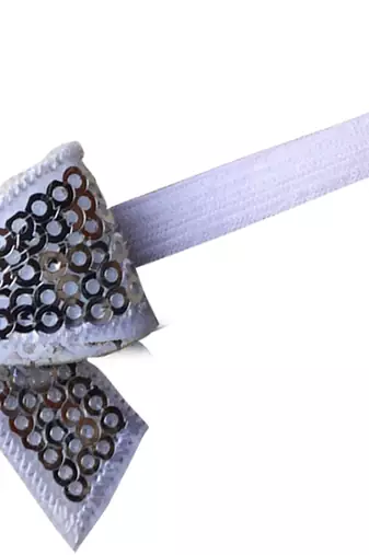 Akinoskids White Sparkly/Glitter Sequin Bowknot Elastic Newborn Soft Headband