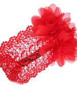 Akinoskids Embroided Red Big Flower Princess Newborn Babygirl Soft Headband