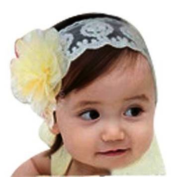 Akinoskids Embroided Cream Big Flower Princess Newborn Babygirl Soft Headband 1
