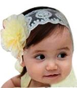 Akinoskids Embroided Cream Big Flower Princess Newborn Babygirl Soft Headband