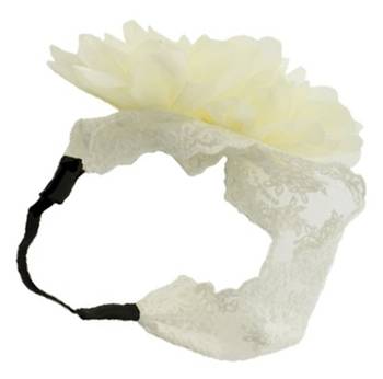 Akinoskids Embroided Cream Big Flower Princess Newborn Babygirl Soft Headband 2