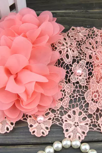 Akinoskids Hollow Pearl Double Chiffon Watermelon Flower Princess Engraving Newborn Soft Headband