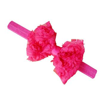 Akinoskids Hot Pink Elastic Rose Flower Newborn Babygirl Soft Headband 1
