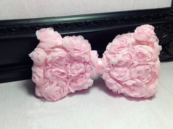 Akinoskids Light Pink Elastic Rose Flower Newborn Babygirl Soft Headband 2