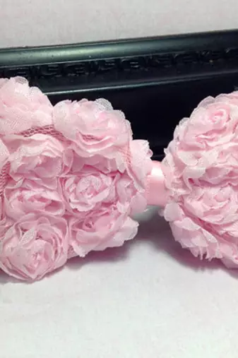 Akinoskids Light Pink Elastic Rose Flower Newborn Babygirl Soft Headband