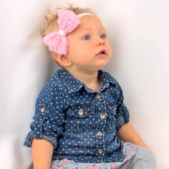 Akinoskids Light Pink Elastic Rose Flower Newborn Babygirl Soft Headband 3
