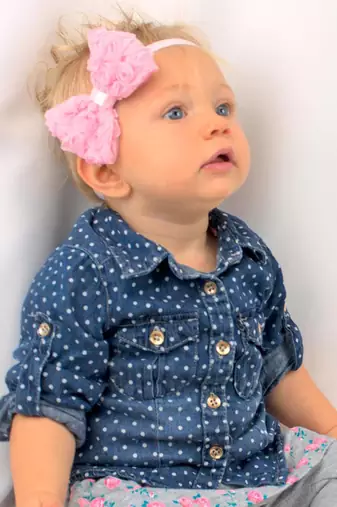 Akinoskids Light Pink Elastic Rose Flower Newborn Babygirl Soft Headband