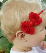 Akinoskids Red Elastic Rose Flower Newborn Babygirl Soft Headband