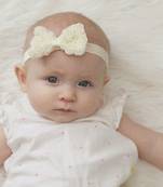 Akinoskids White Elastic Rose Flower Newborn Babygirl Soft Headband