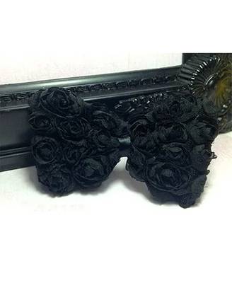 Akinoskids Black Elastic Rose Flower Newborn Babygirl Soft Headband 1