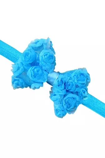 Akinoskids Light Blue Elastic Rose Flower Newborn Babygirl Soft Headband