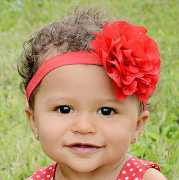 Akinoskids Wavy Edge Hollow Out Red Flower Soft Elastic Newborn Headband 1