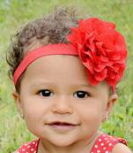 Akinoskids Wavy Edge Hollow Out Red Flower Soft Elastic Newborn Headband