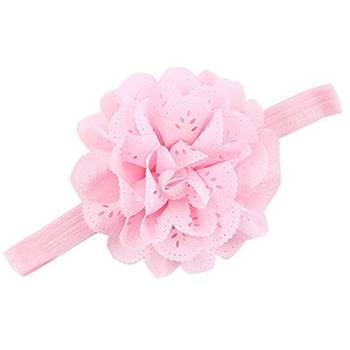 Akinoskids Wavy Edge Hollow Out Light Pink Flower Soft Elastic Newborn Headband 2