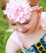 Akinoskids Wavy Edge Hollow Out Light Pink Flower Soft Elastic Newborn Headband