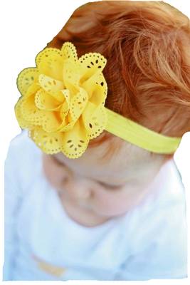 Akinoskids Wavy Edge Hollow Out Yellow Flower Soft Elastic Newborn Headband 1