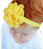 Akinoskids Wavy Edge Hollow Out Yellow Flower Soft Elastic Newborn Headband