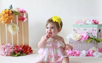 Akinoskids Wavy Edge Hollow Out Yellow Flower Soft Elastic Newborn Headband 3