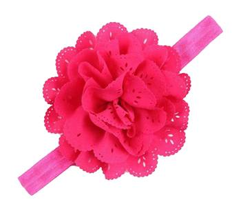 Akinoskids Wavy Edge Hollow Out Hot Pink Flower Soft Elastic Newborn Headband 2