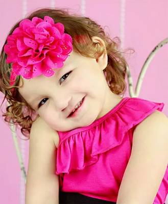 Akinoskids Wavy Edge Hollow Out Hot Pink Flower Soft Elastic Newborn Headband 1