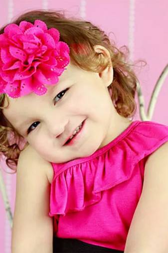 Akinoskids Wavy Edge Hollow Out Hot Pink Flower Soft Elastic Newborn Headband