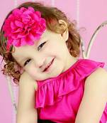 Akinoskids Wavy Edge Hollow Out Hot Pink Flower Soft Elastic Newborn Headband