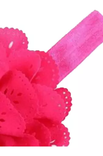 Akinoskids Wavy Edge Hollow Out Hot Pink Flower Soft Elastic Newborn Headband