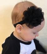 Akinoskids Wavy Edge Hollow Out Black Flower Soft Elastic Newborn Headband