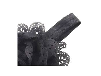 Akinoskids Wavy Edge Hollow Out Black Flower Soft Elastic Newborn Headband 2